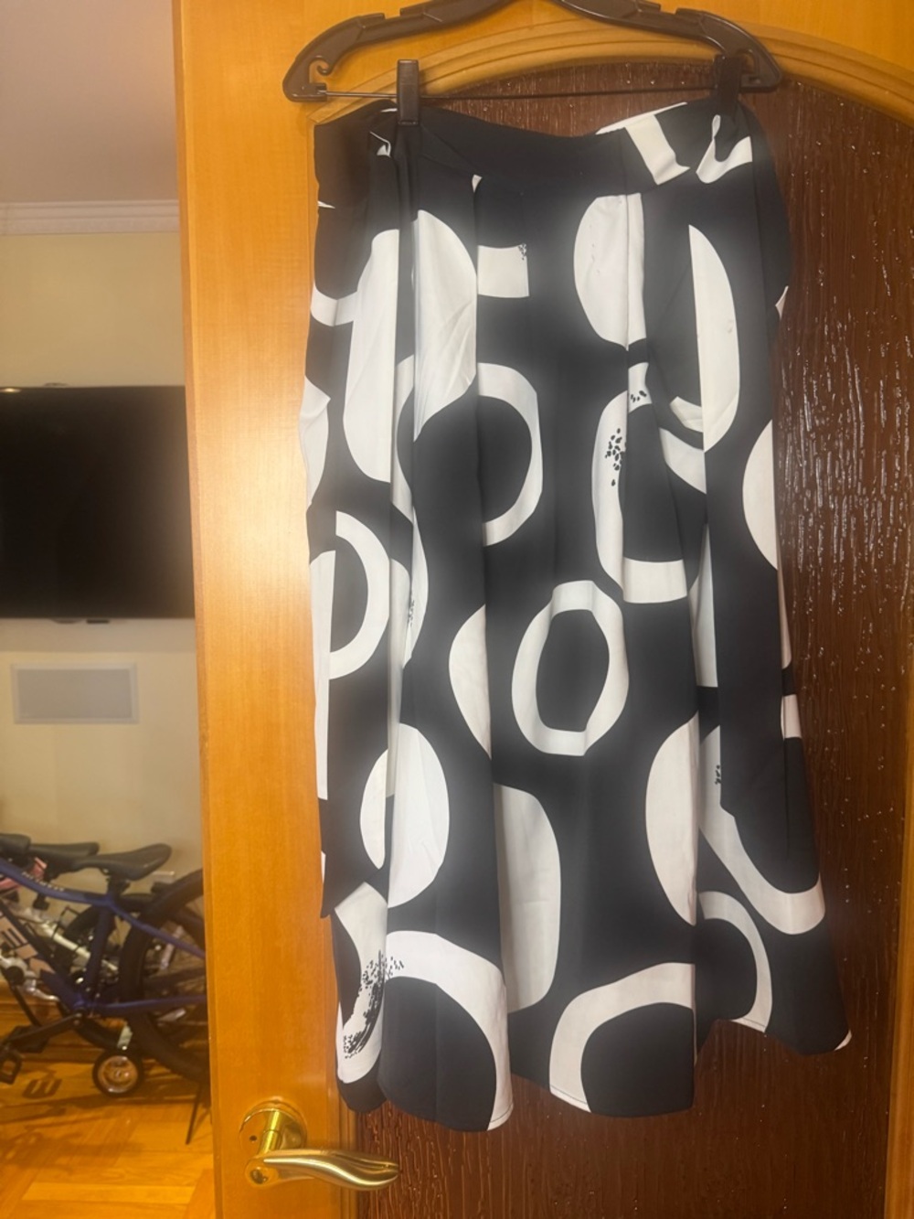 Garcia Monochrome Abstract Wrap Skirt with Tie Waist Sz L - Picture 11 of 13